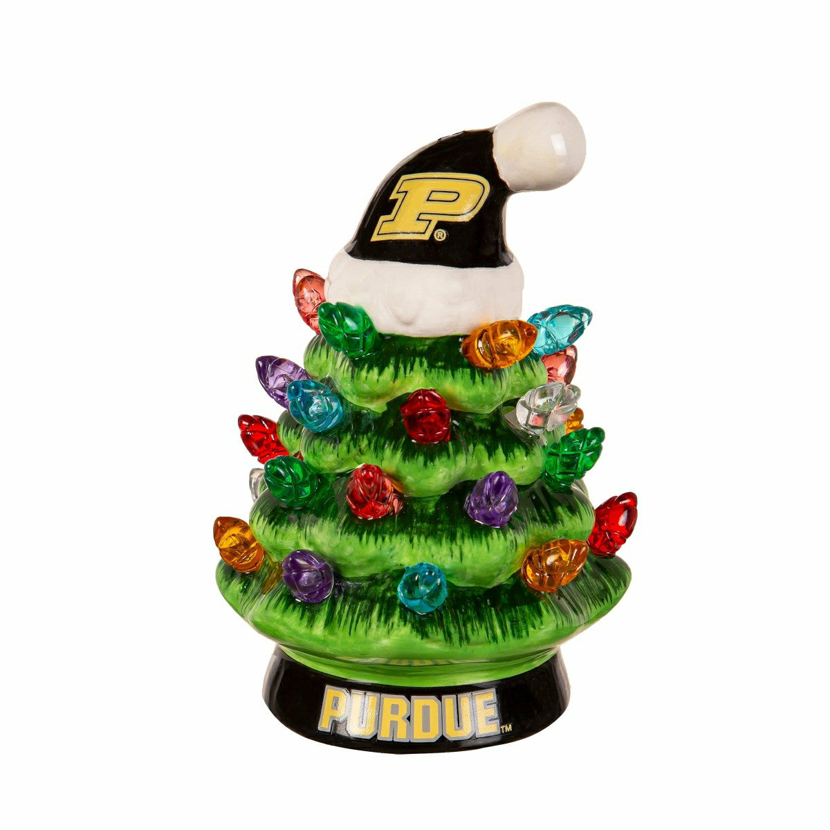 4" Mini LED Tabletop Christmas Tree, Set of 2, Purdue University - Collegiate Home
