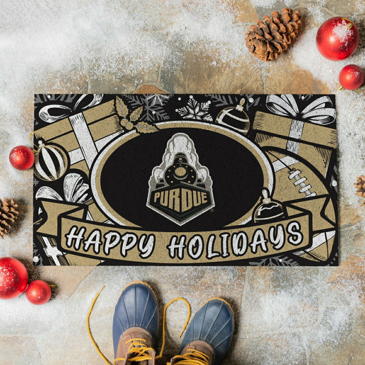 Purdue University Holiday PVC Mat, 28"x16" - Collegiate