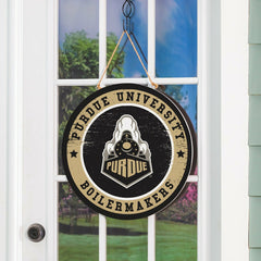 Purdue University Round Door Décor with Hanging Rope, 18x18 - Collegiate Home