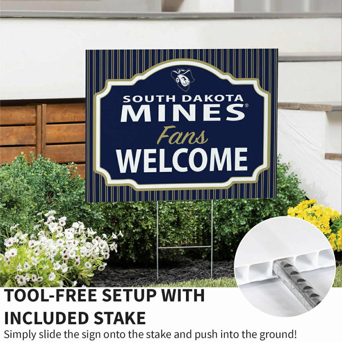 South Dakota School of Mines & Technology Coroplast Yard Sign, "Fans W - Collegiate Home