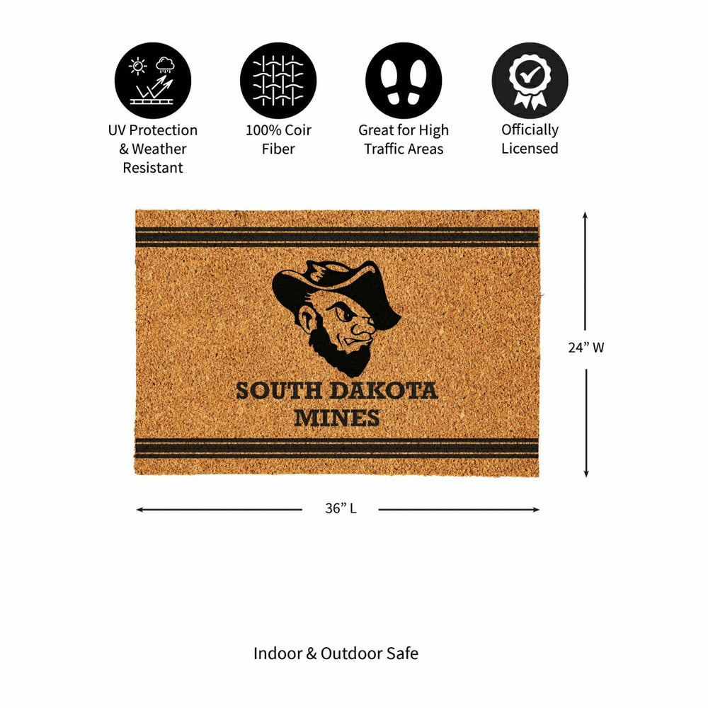 South Dakota School of Mines & Technology Large One Color Coir Mat, 36 - Collegiate
