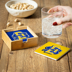 South Dakota State University Ceramic Coasters Set, 4pcs with Wood Cad - Collegiate Home