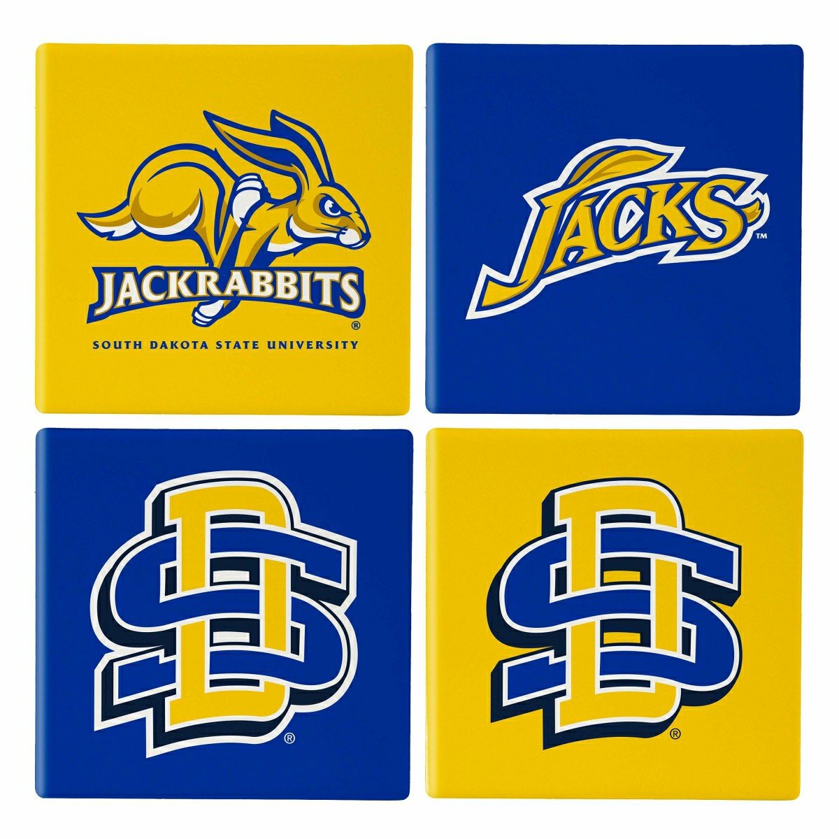 South Dakota State University Ceramic Coasters Set, 4pcs with Wood Cad - Collegiate Home