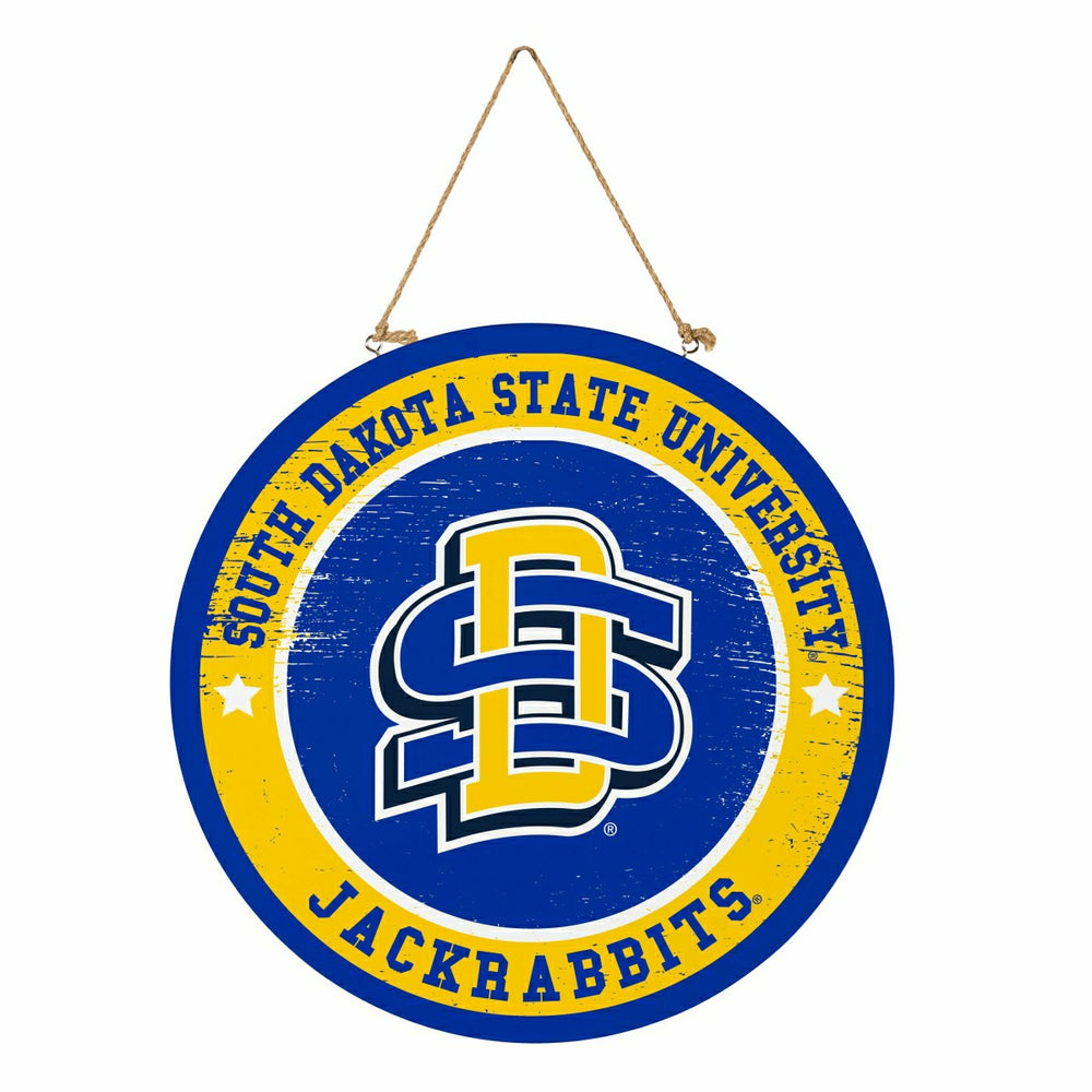 South Dakota State University Round Door Décor with Hanging Rope, 18x1 - Collegiate Home