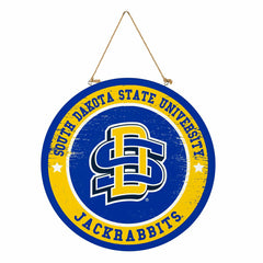 South Dakota State University Round Door Décor with Hanging Rope, 18x1 - Collegiate Home