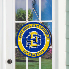 South Dakota State University Round Door Décor with Hanging Rope, 18x1 - Collegiate Home