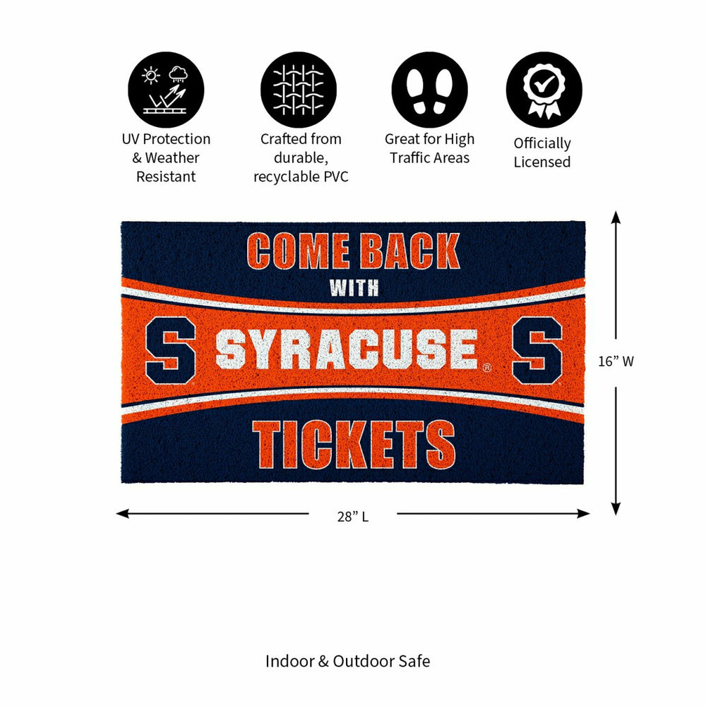28" x 16" PVC Trapper Mat, Come Back with Tickets, Syracuse University - Collegiate