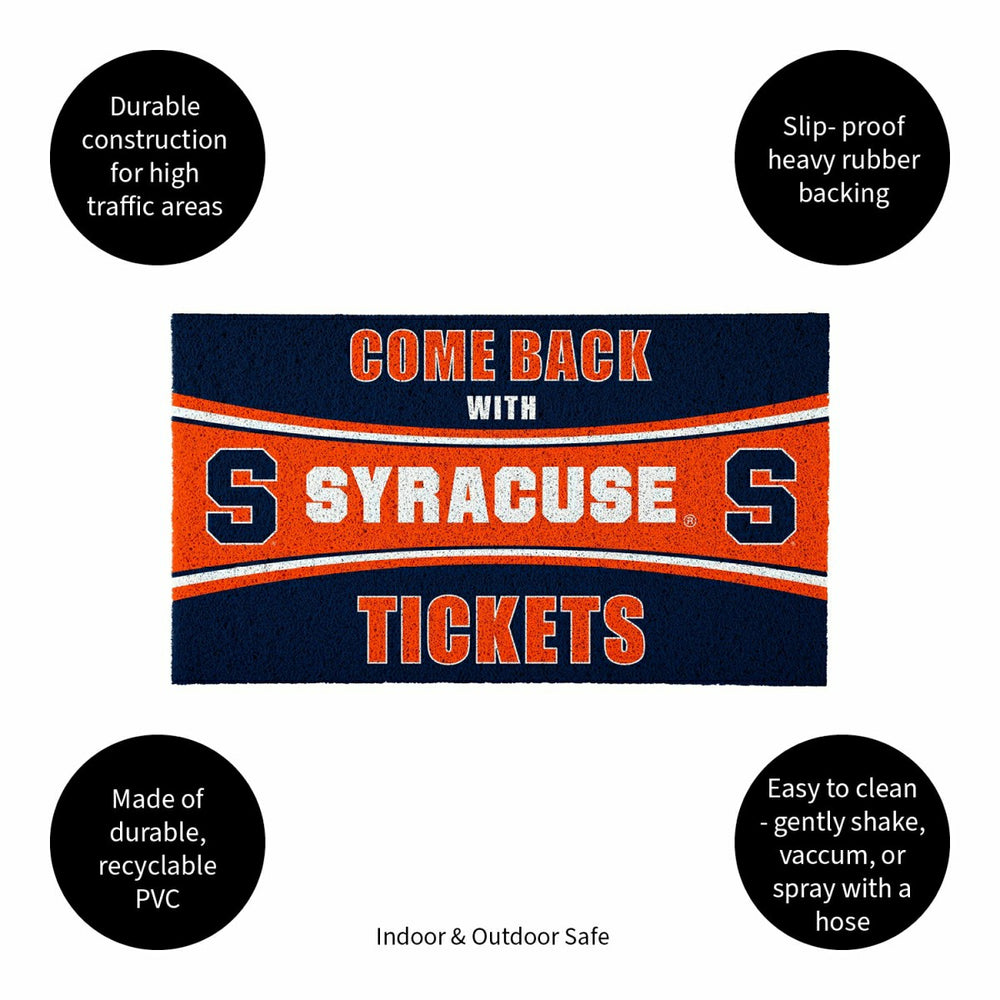 28" x 16" PVC Trapper Mat, Come Back with Tickets, Syracuse University - Collegiate
