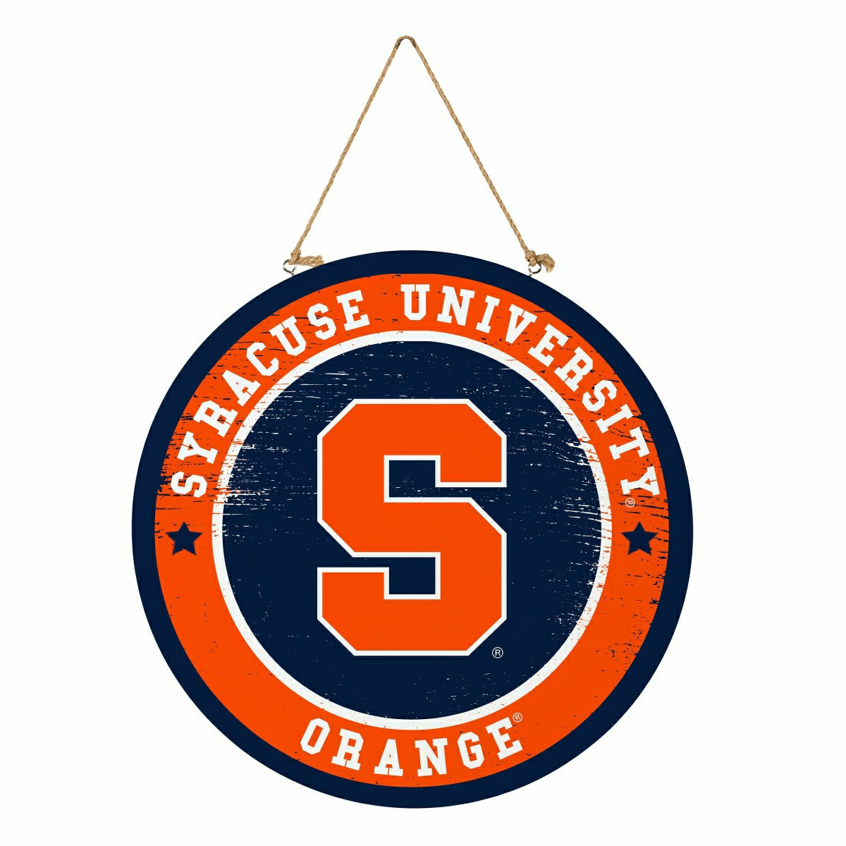 Syracuse University Round Door Décor with Hanging Rope, 18x18 - Collegiate Home