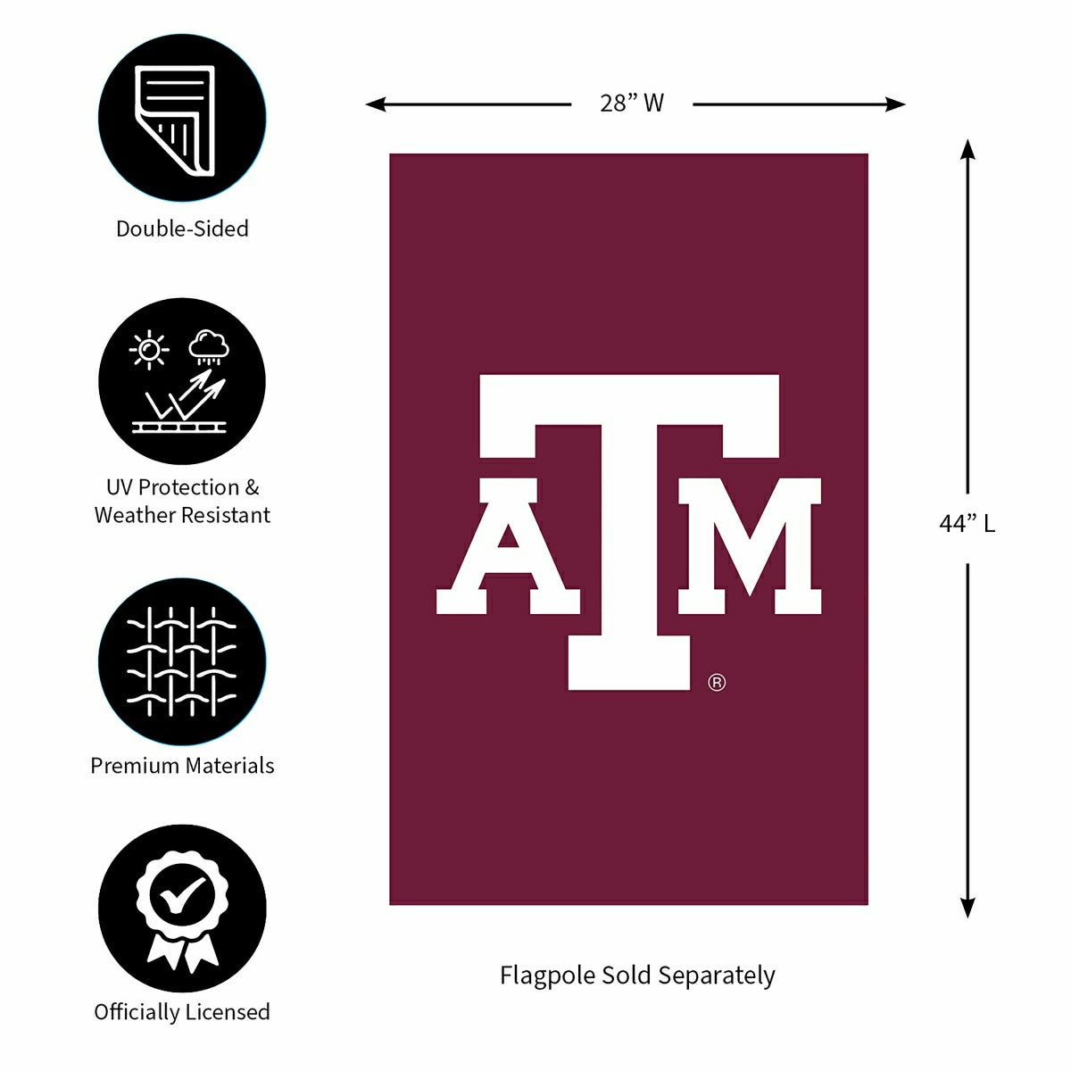 Applique Flag, Reg, Texas A&M - Collegiate Home
