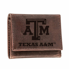 Texas A&M, Tri-Fold Wallet, Brown, CH, 100% Genuine Leather - Collegiate Home