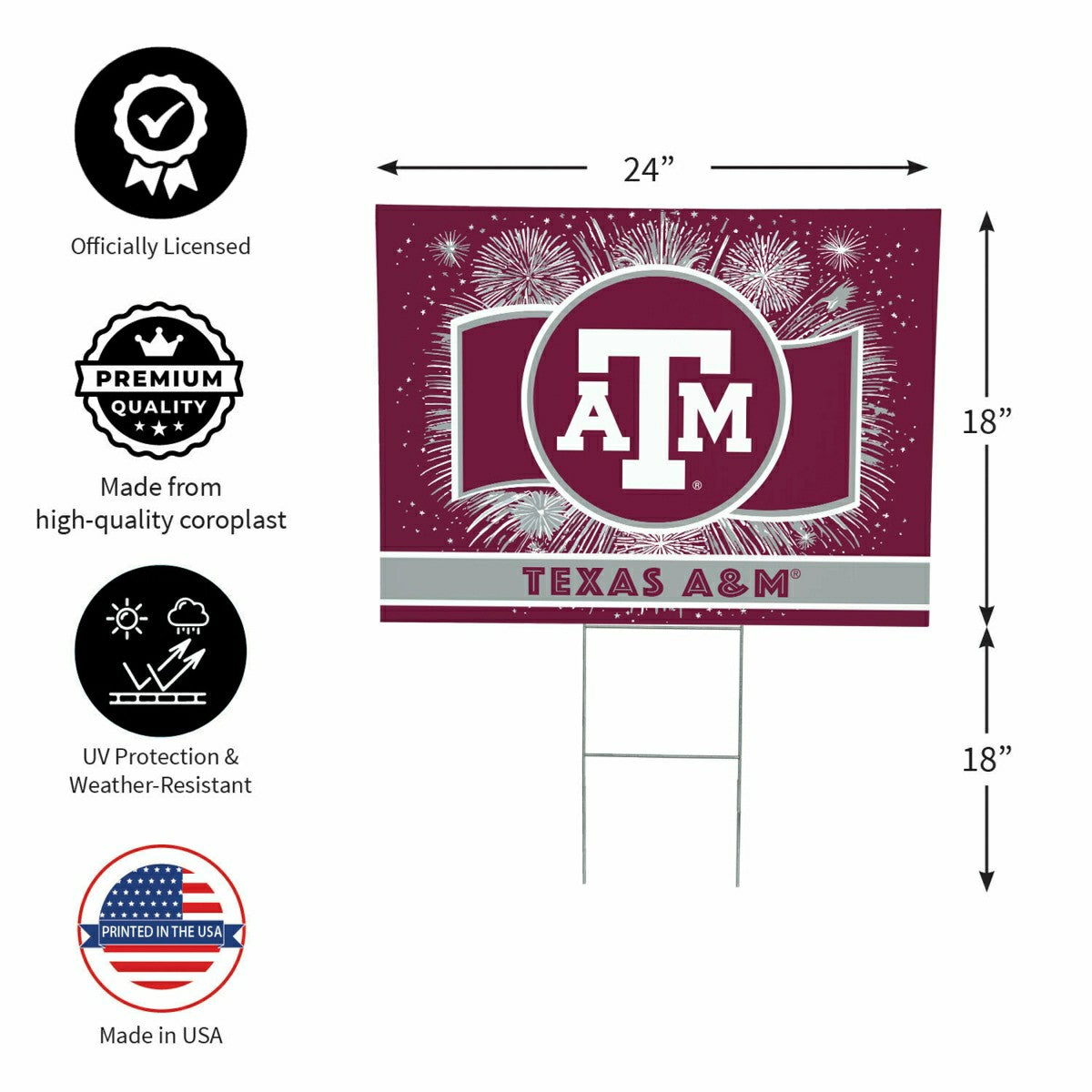 Texas A&M Yard Sign, Patriotic - Collegiate Home