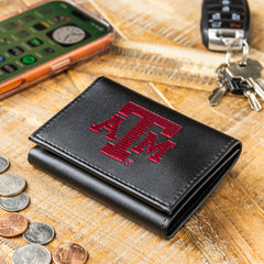 Texas A&M Black Tri-Fold Embroidered Wallet w/ RFID Blocking - Collegiate Home