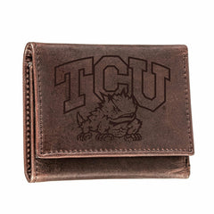 TCU, Tri-Fold Wallet, Brown, CH, 100% Genuine Leather - Collegiate Home