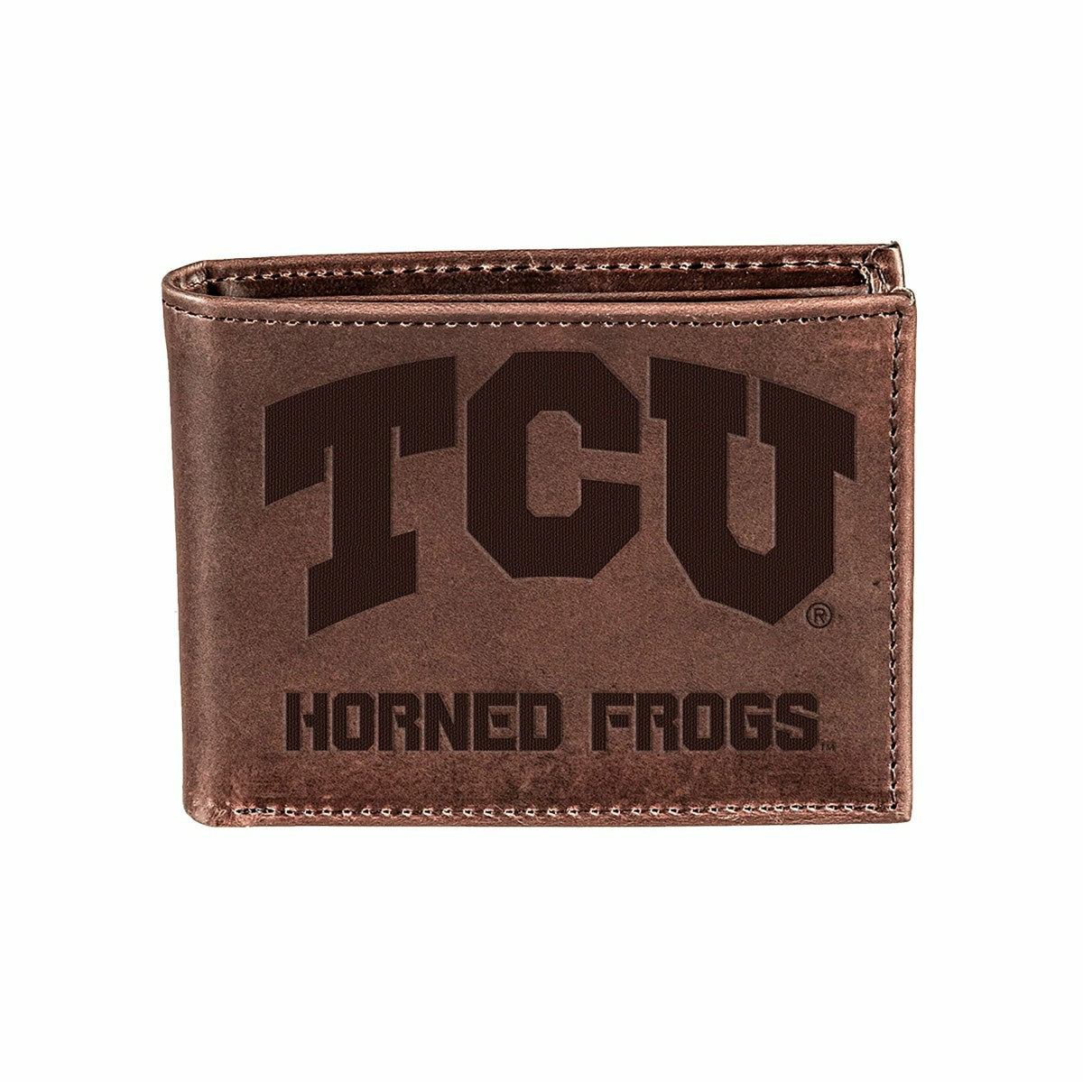 TCU, Bi-Fold Wallet, Brown, CH, 100% Genuine Leather - Collegiate Home