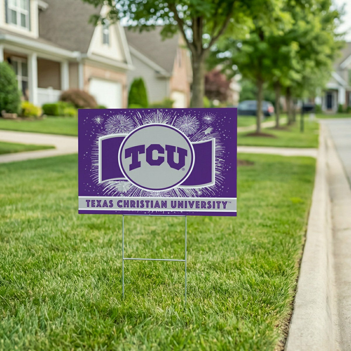 Texas Christian University Yard Sign, Patriotic - Collegiate Home