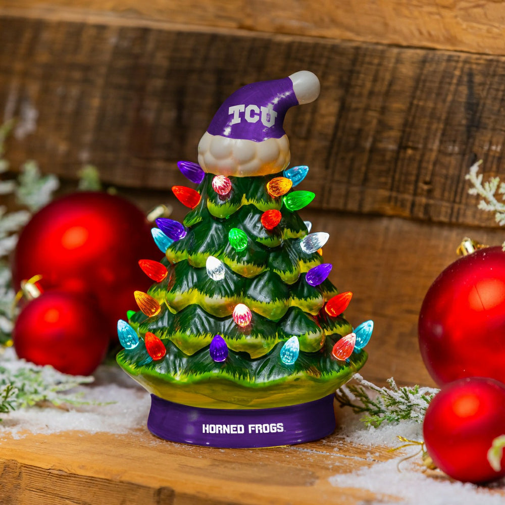 Texas Christian University 8" LED Ceramic Christmas Tree - Collegiate Home