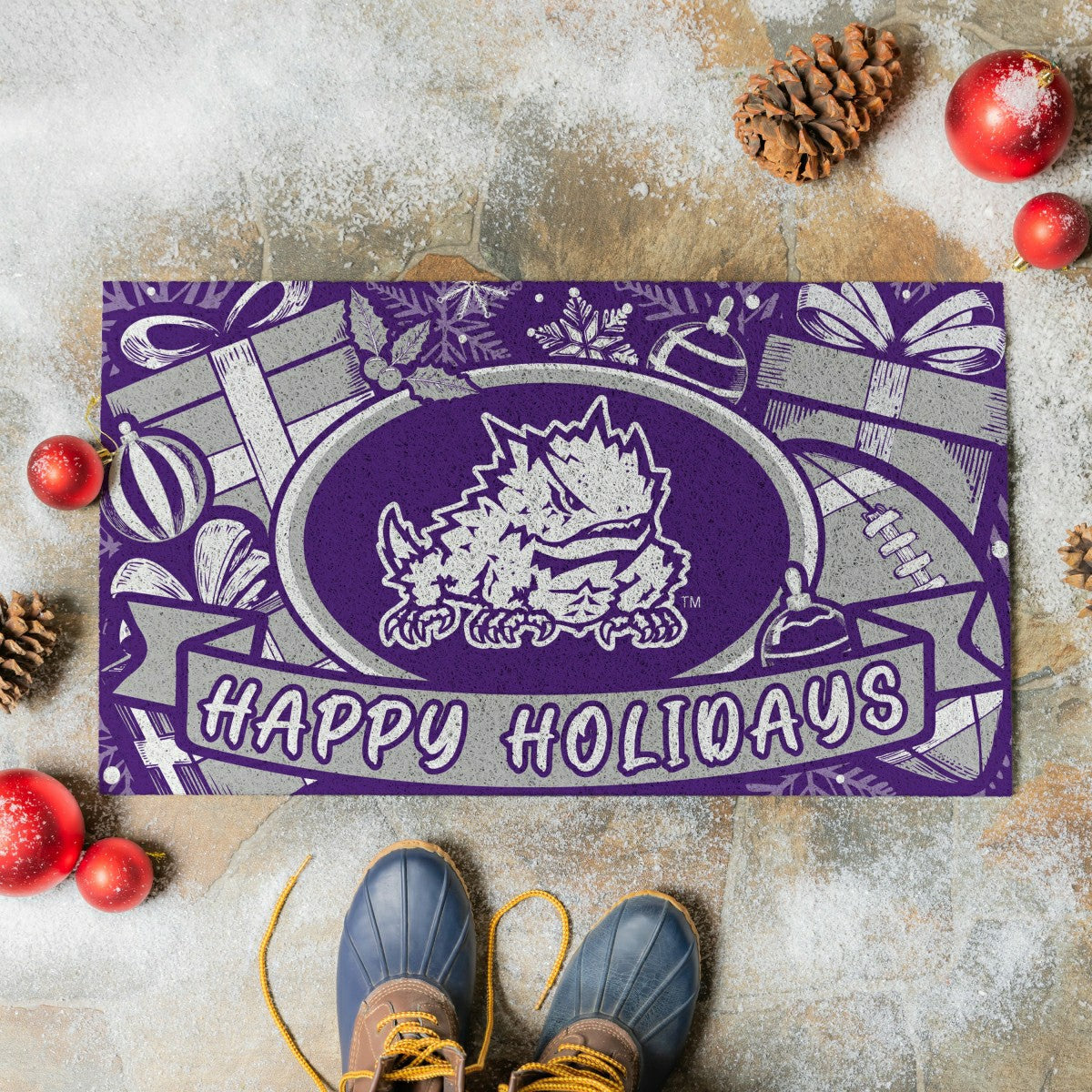 Texas Christian University Holiday PVC Mat, 28"x16" - Collegiate