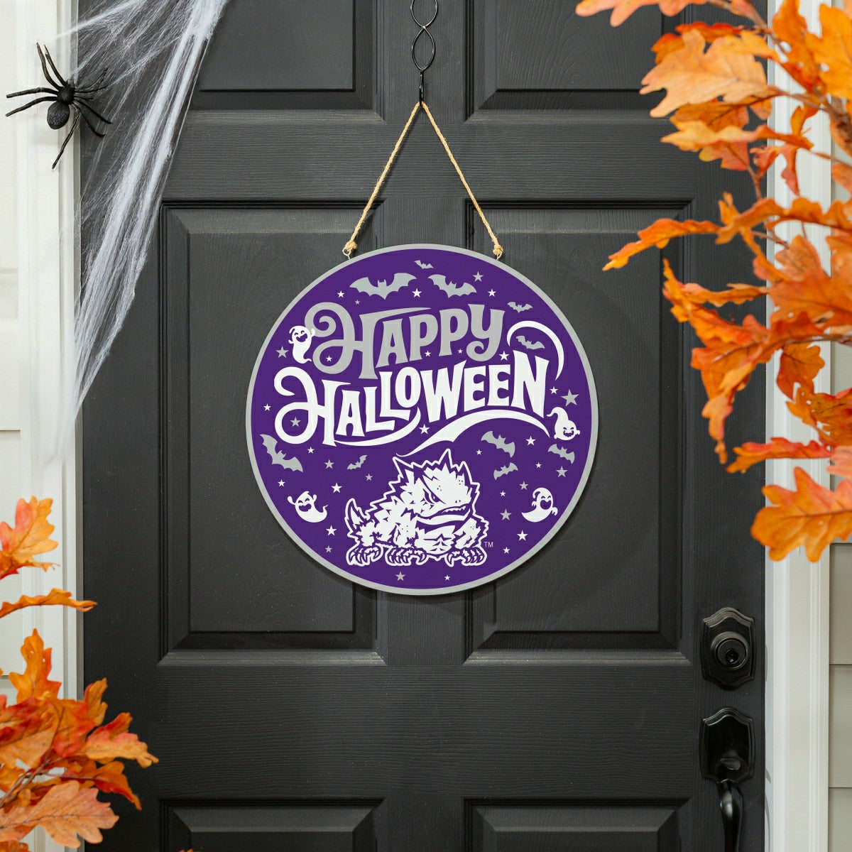 Texas Christian University Halloween Round Door Décor with Hanging Rop - Collegiate Home