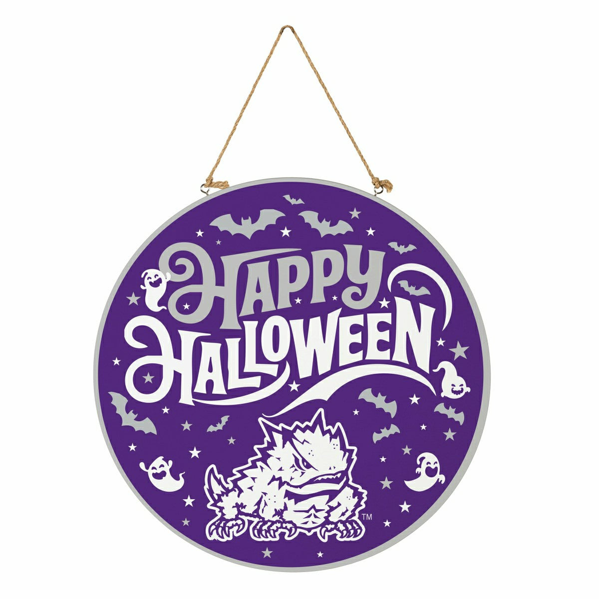 Texas Christian University Halloween Round Door Décor with Hanging Rop - Collegiate Home