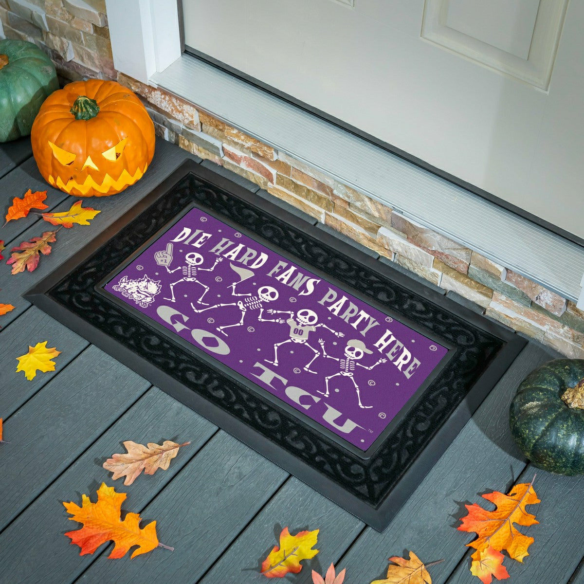Texas Christian University Flocked Coir Halloween Sassafras Switch Mat - Collegiate