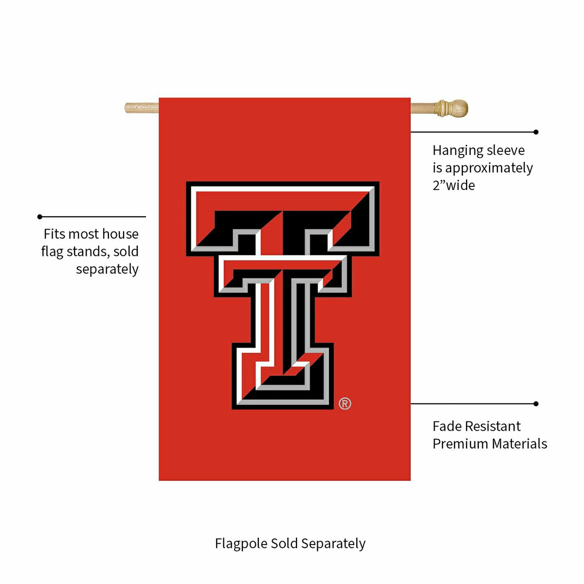 Texas Tech University Applique House Flag - Collegiate Home