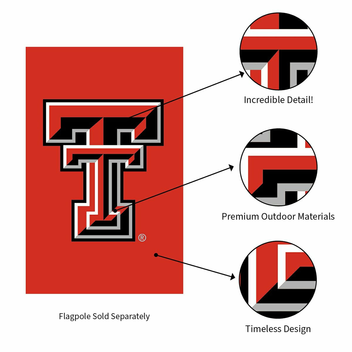 Texas Tech University Applique House Flag - Collegiate Home