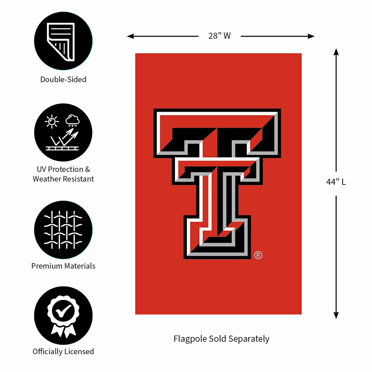 Texas Tech University Applique House Flag - Collegiate Home