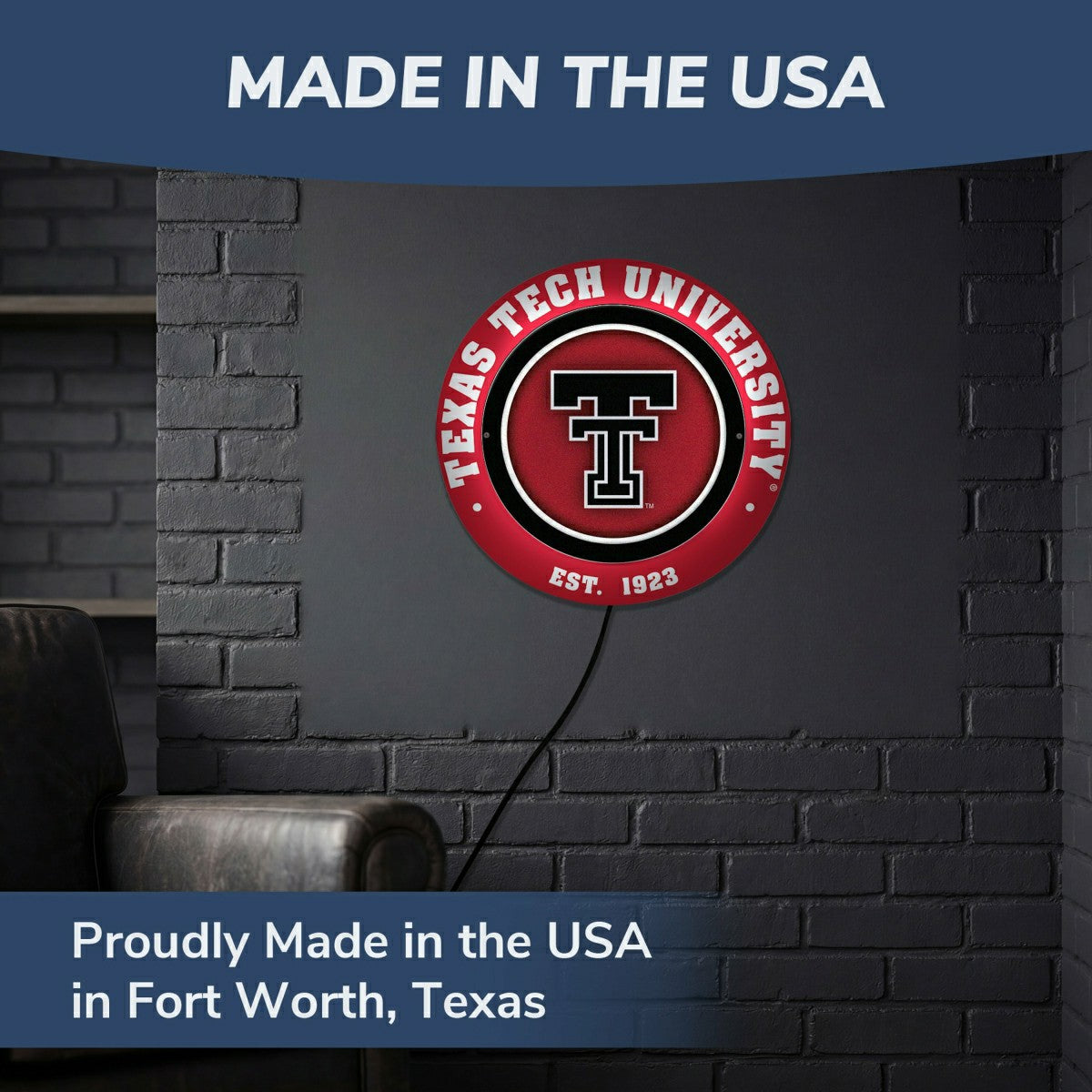 Texas Tech University, Metal Lite, Round - Collegiate