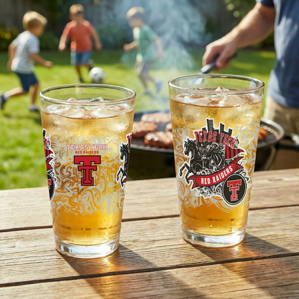 Texas Tech University 16oz Glass pint, Set of 2 - Collegiate Home
