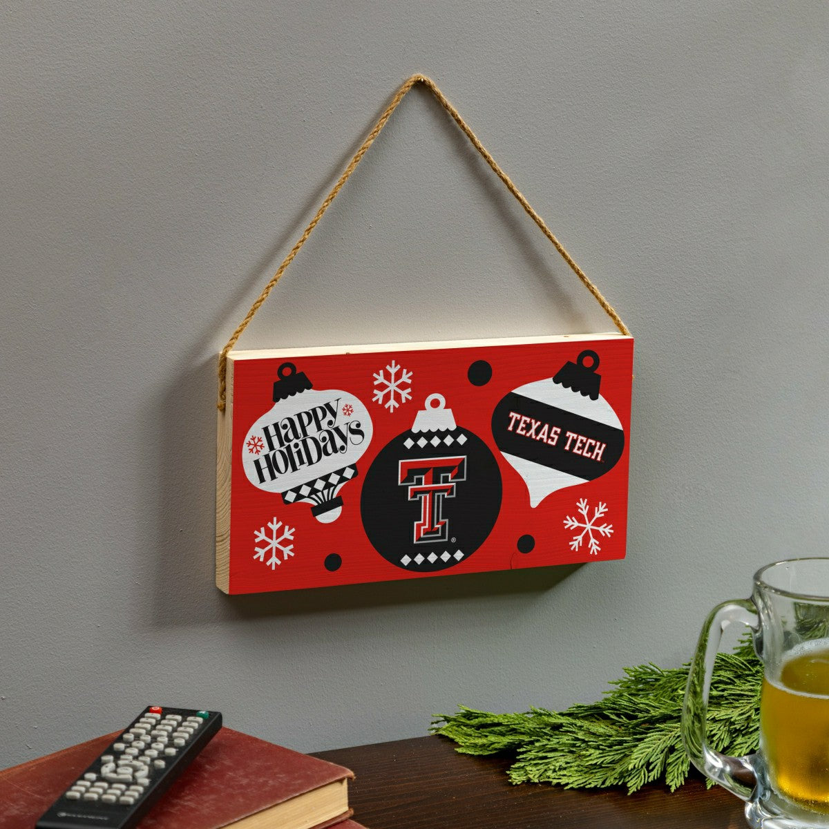 Texas Tech University Holiday Wood Wall Sign, 6x11 - Collegiate Home