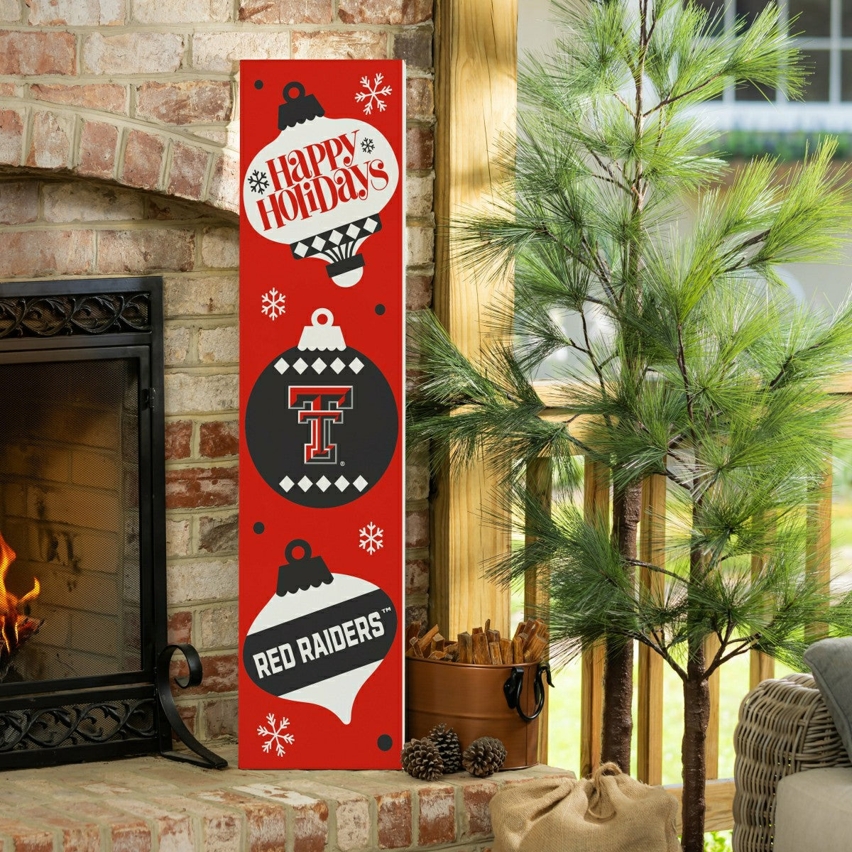 47" Double Sided Leaner, Texas Tech University, Christmas - Collegiate Home