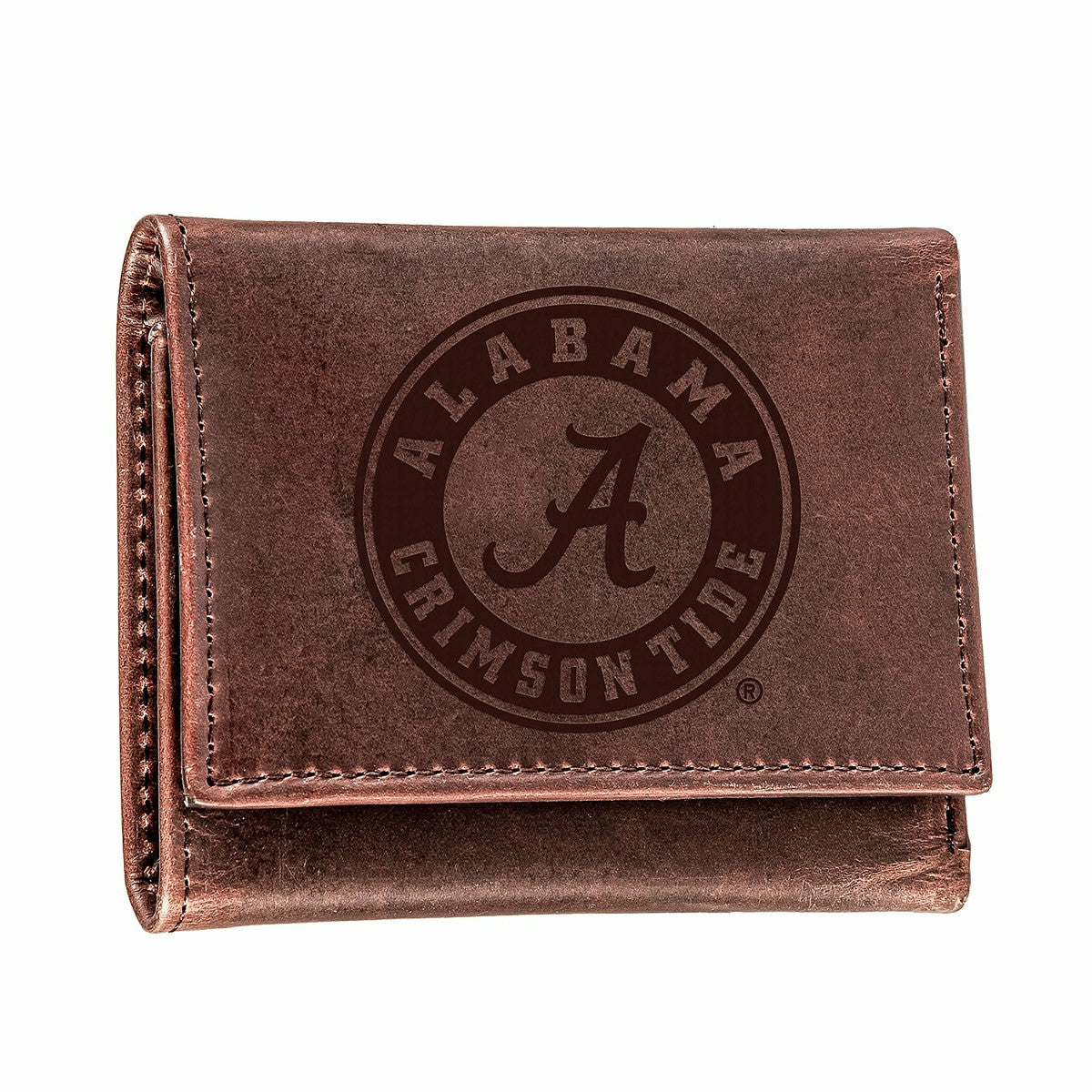 University of Alabama, Tri-Fold Wallet, Brown, CH, 100% Genuine Leathe - Collegiate Home
