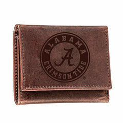 University of Alabama, Tri-Fold Wallet, Brown, CH, 100% Genuine Leathe - Collegiate Home