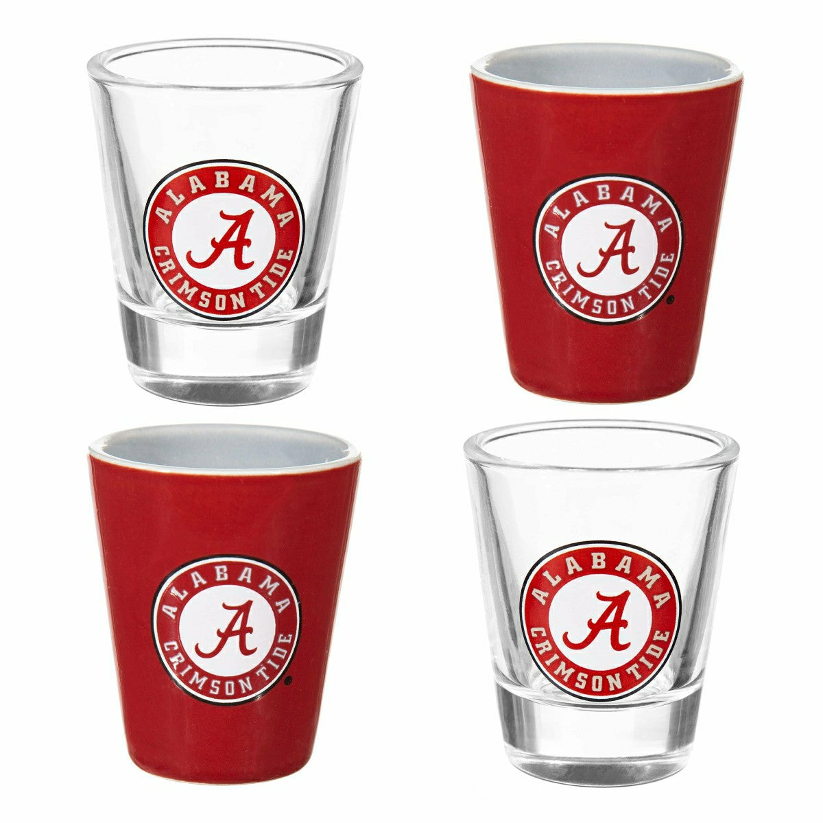 University of Alabama 4-Piece Ceramic and Glass 2oz. Shot Glass Set - Collegiate Home