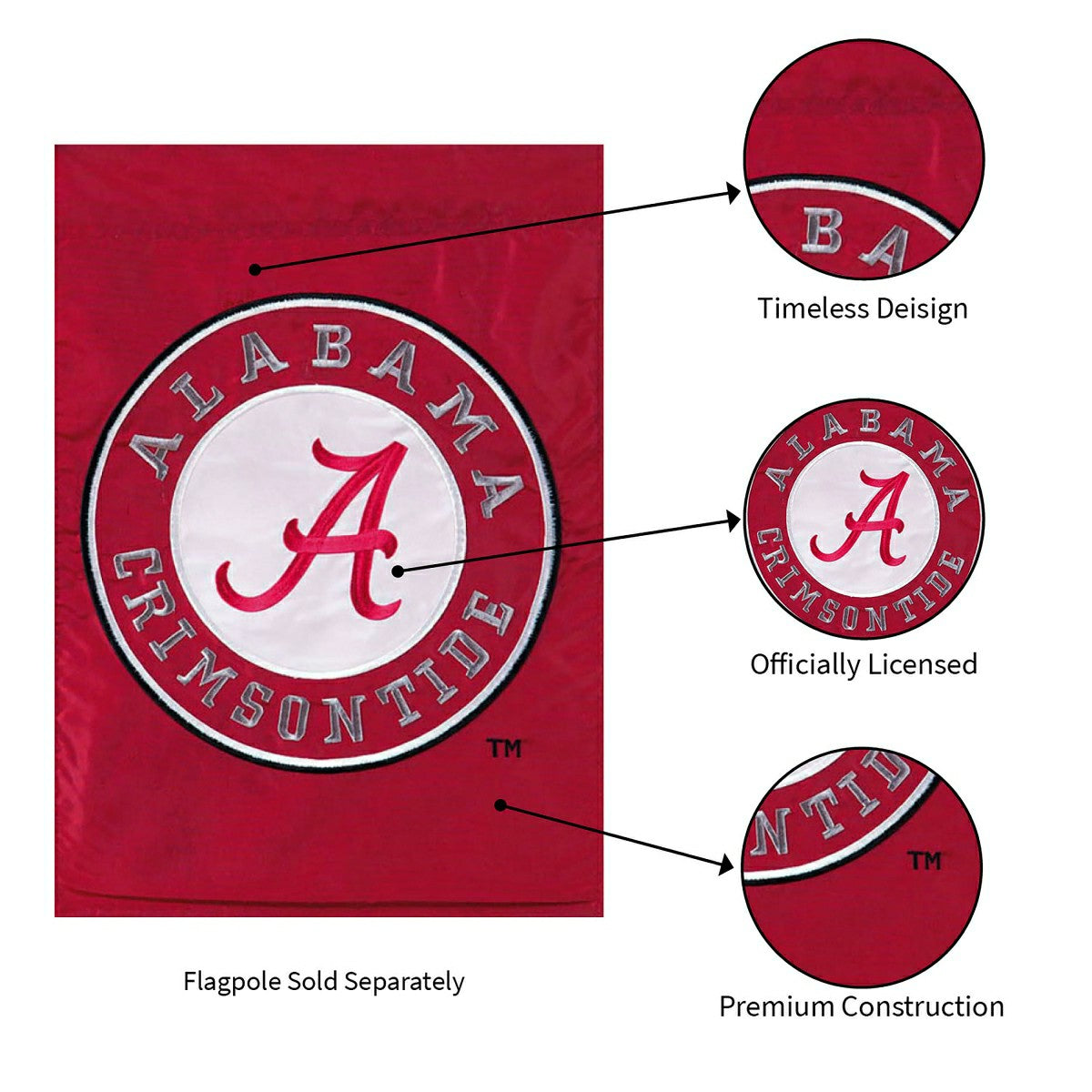 University of Alabama Crimson Tide Flag - Garden Size - Collegiate Home