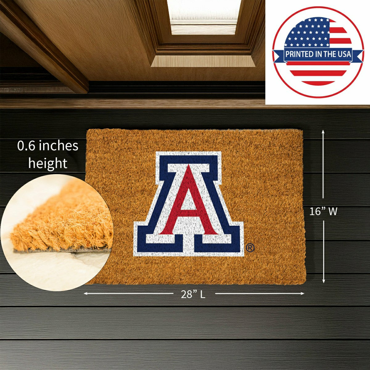 Coir Mat, 16"x28", University of Arizona - Collegiate