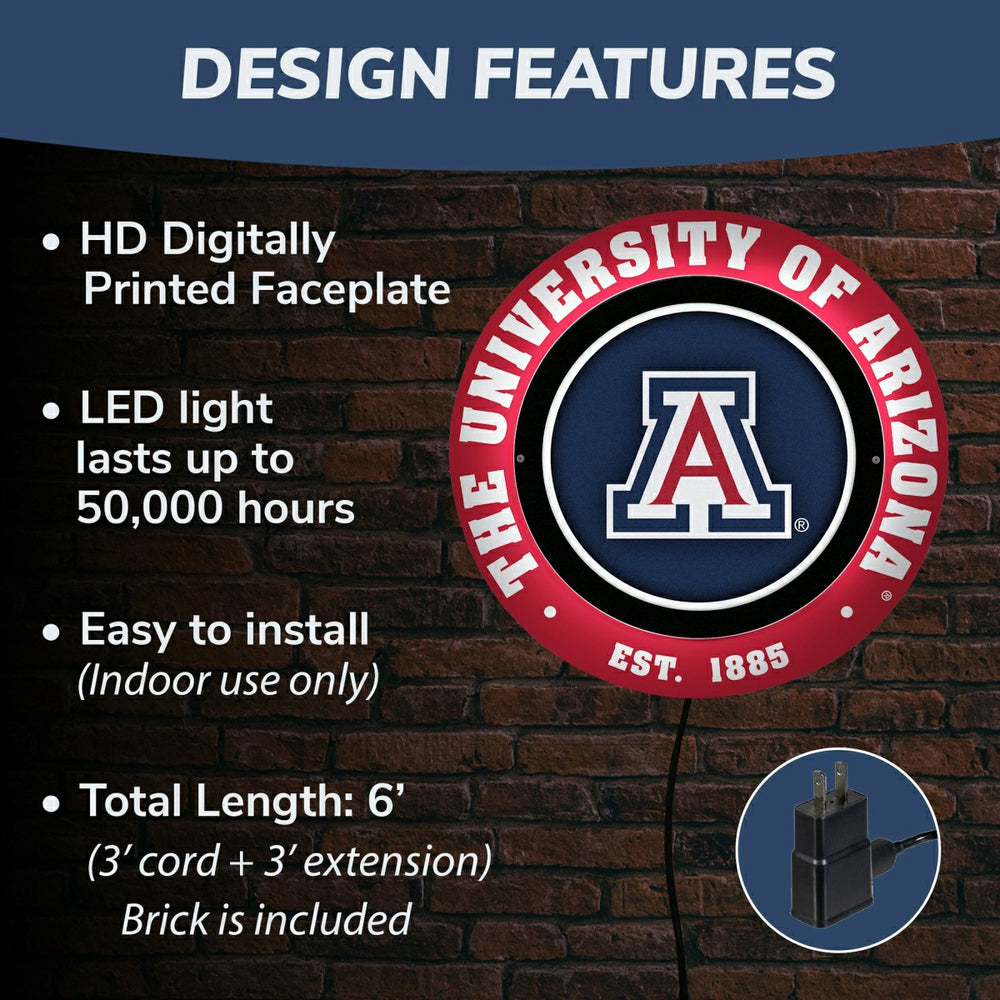 University of Arizona, Metal Lite, Round - Collegiate