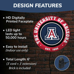University of Arizona, Metal Lite, Round - Collegiate