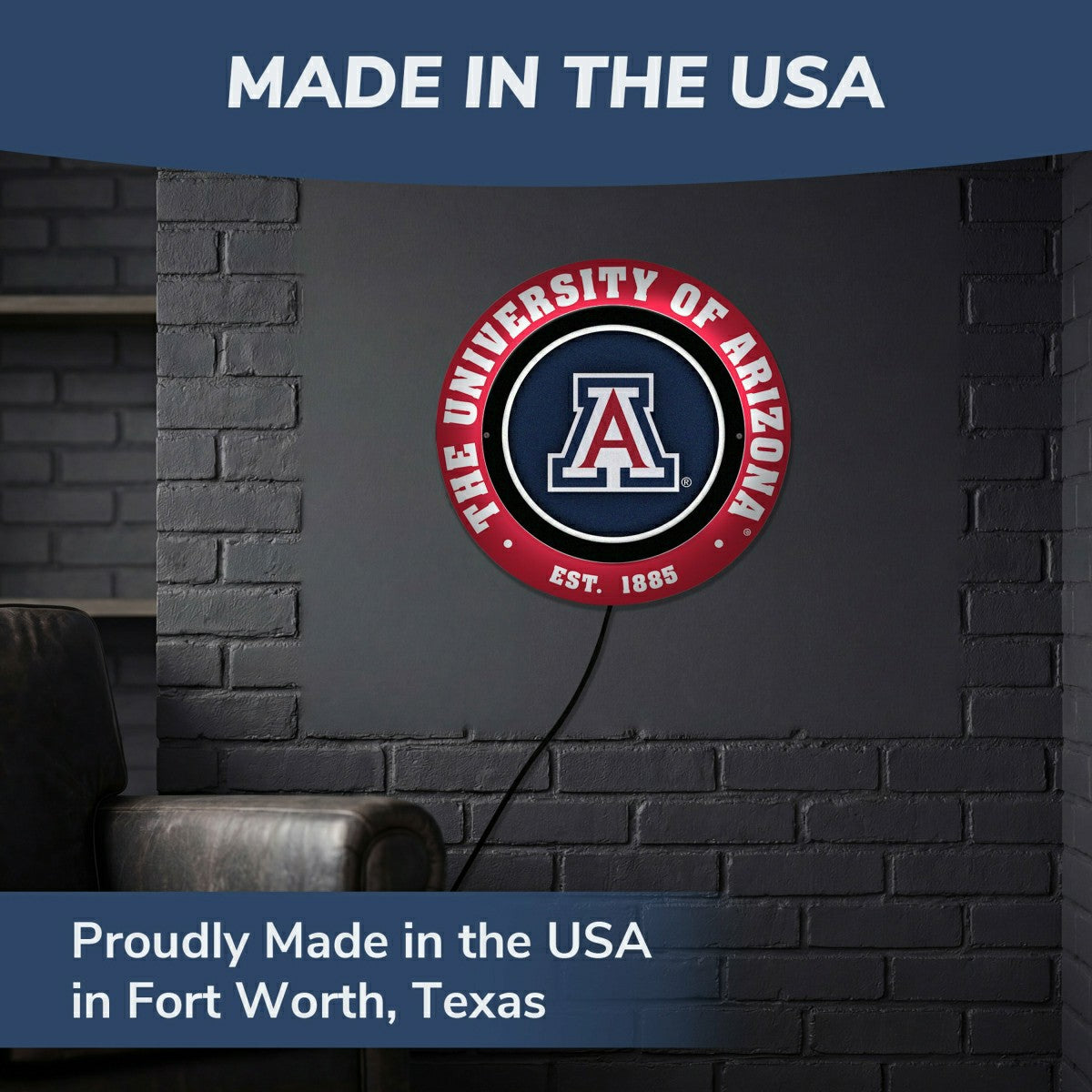 University of Arizona, Metal Lite, Round - Collegiate