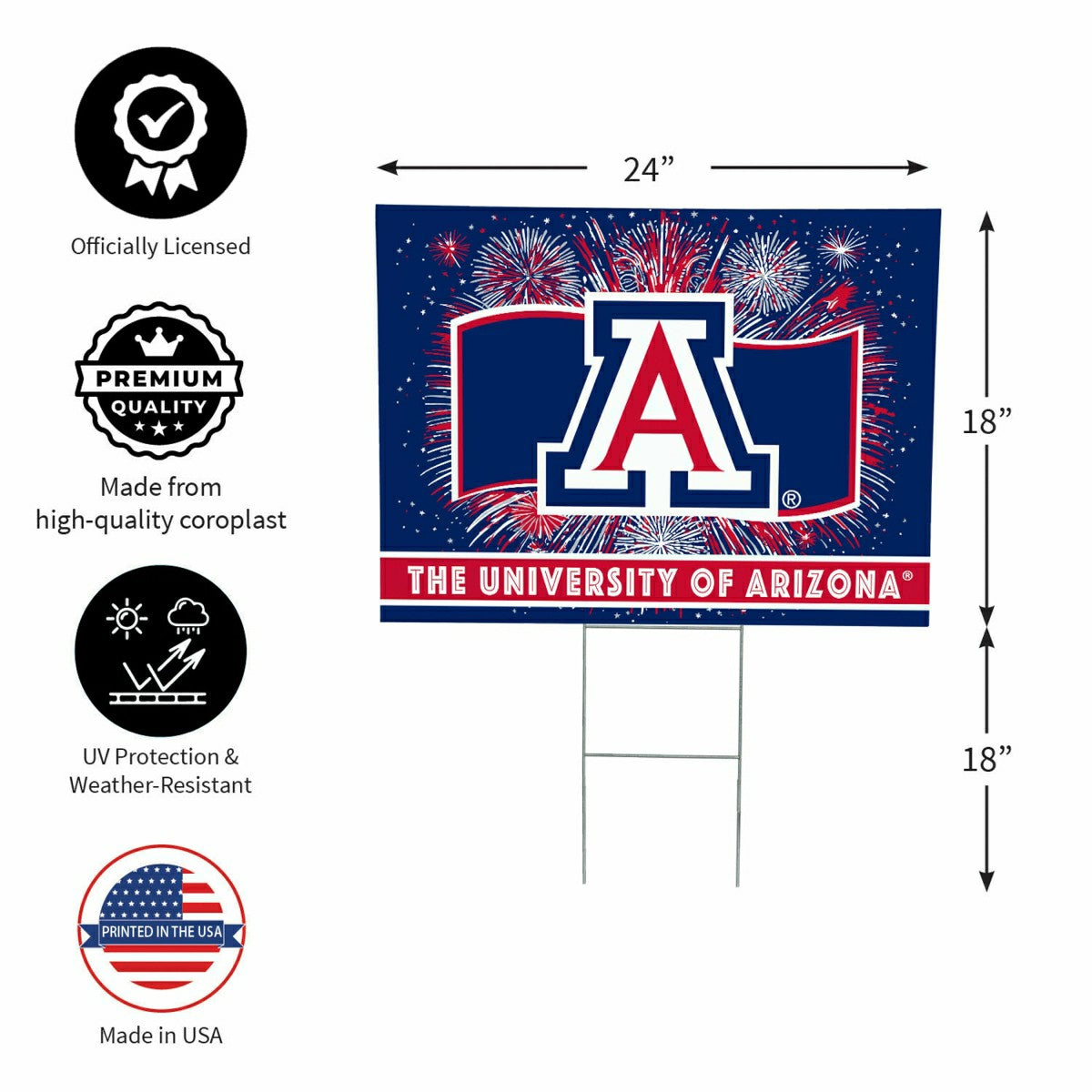 University of Arizona Yard Sign, Patriotic - Collegiate Home