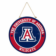 University of Arizona Round Door Décor with Hanging Rope, 18x18 - Collegiate Home