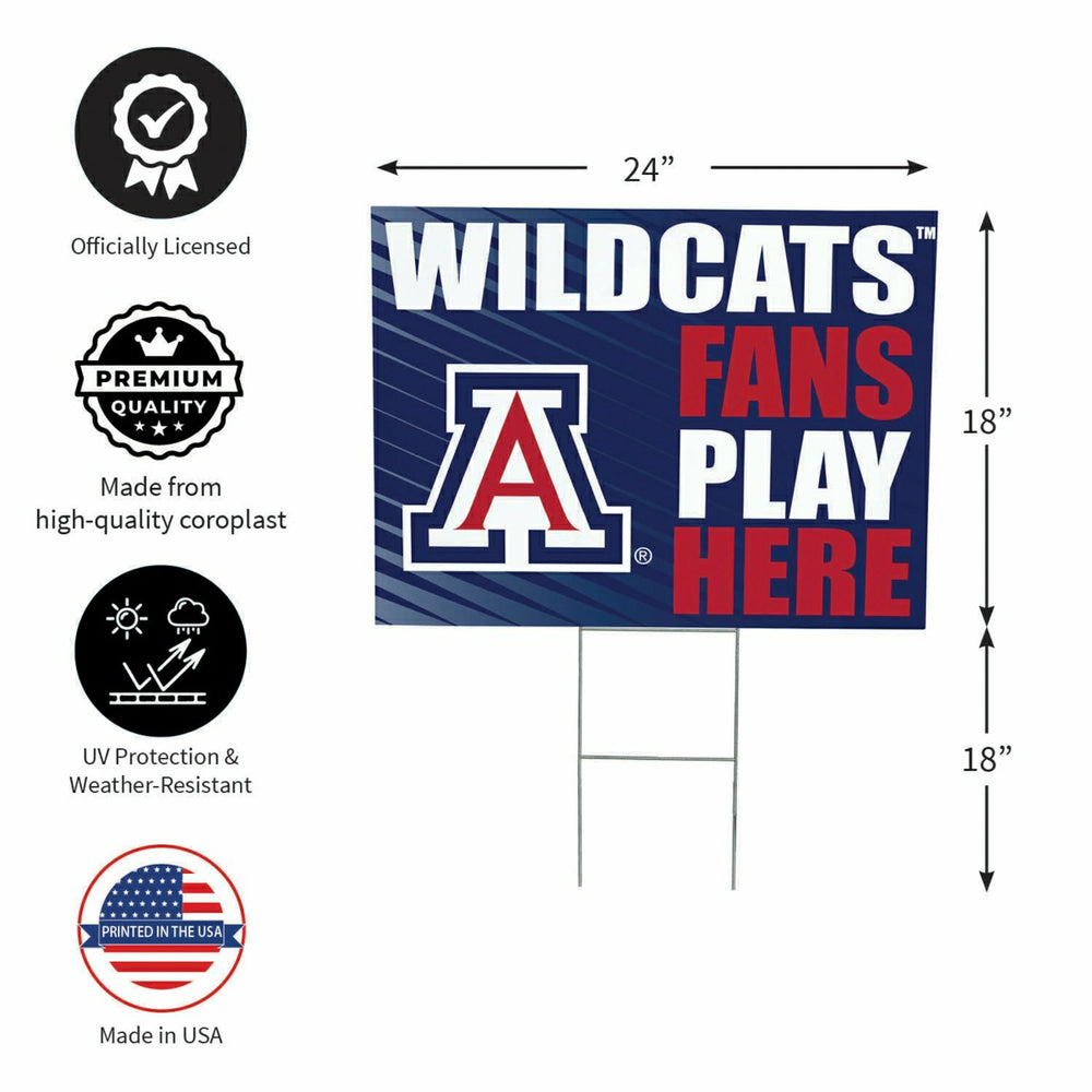 University of Arizona Coroplast Yard Sign "Fans Play Here" - Collegiate Home