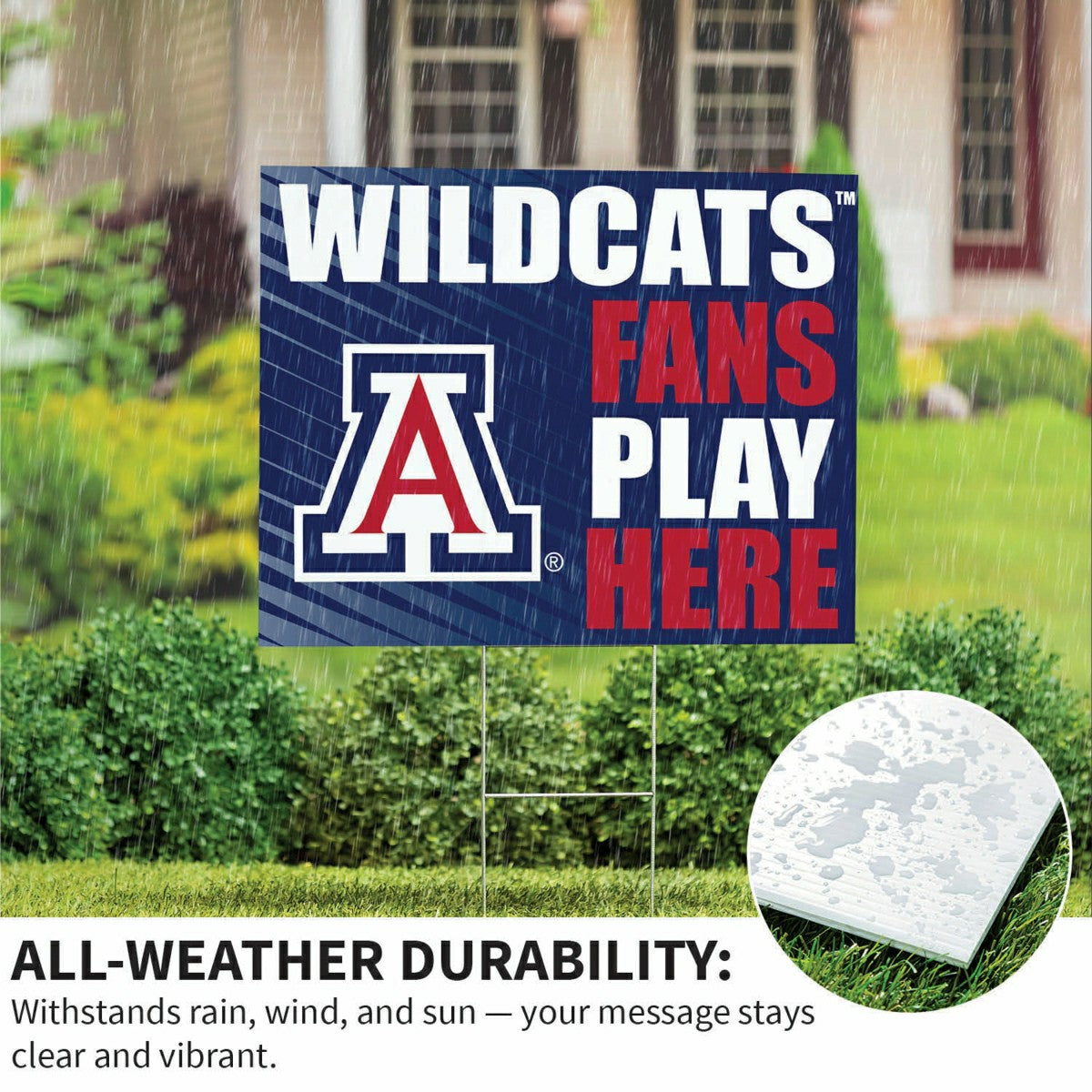 University of Arizona Coroplast Yard Sign "Fans Play Here" - Collegiate Home