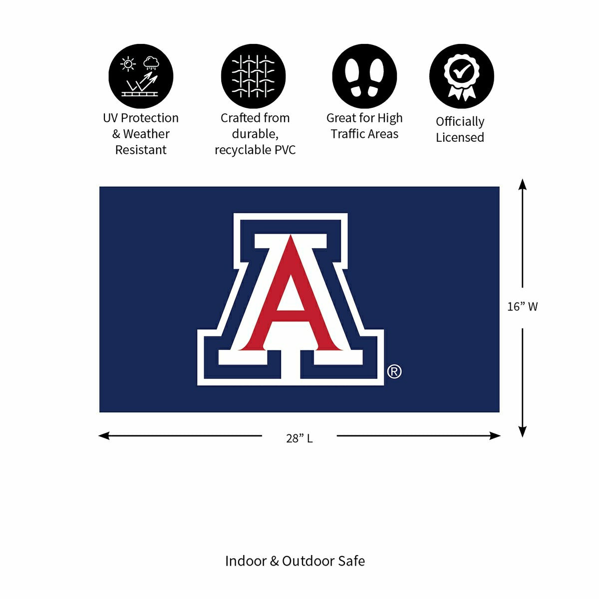Full Color PVC Mat, 16" x 28", University of Arizona - Collegiate