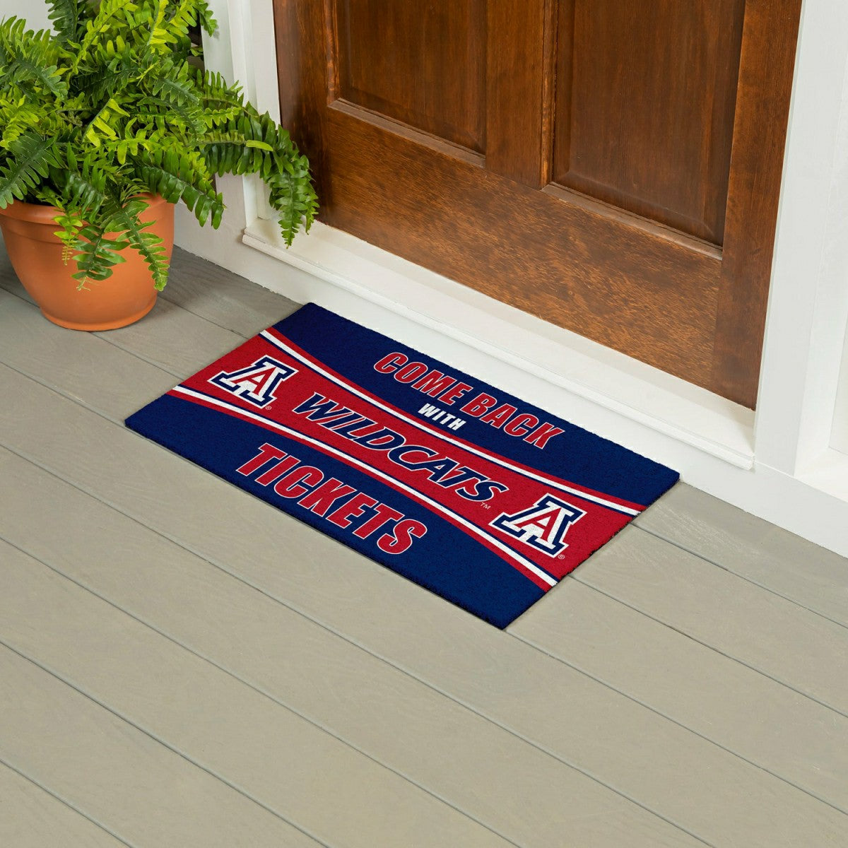 28" x 16" PVC Trapper Mat, Come Back with Tickets, University of Arizo - Collegiate