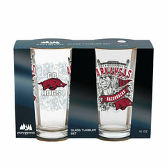 University of Arkansas 16oz Glass pint, Set of 2 - Collegiate Home