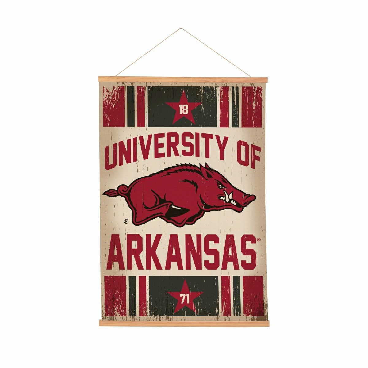 University of Arkansas, Canvas Wall Tapestry, Medium, 36x24 - Collegiate Home