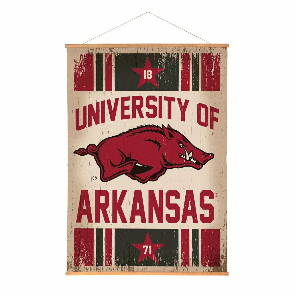 University of Arkansas, Canvas Wall Tapestry, Large, 54x36 - Collegiate Home