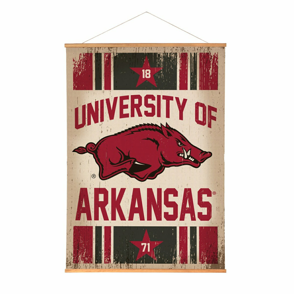 University of Arkansas, Canvas Wall Tapestry, Large, 54x36 - Collegiate Home